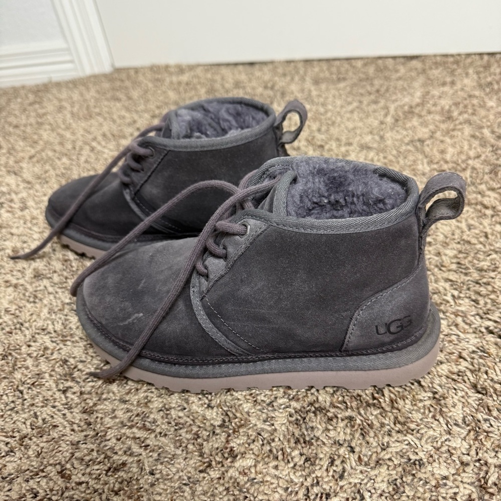 UGG Neumel Women Gray Lilac Suede Chukka Boots Ankle Lace Up Insulated 35 - 36